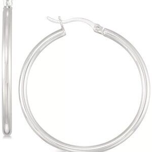 Simone I. Smith Sterling Silver High Polished Hoop Earrings 1.2" Click-Top